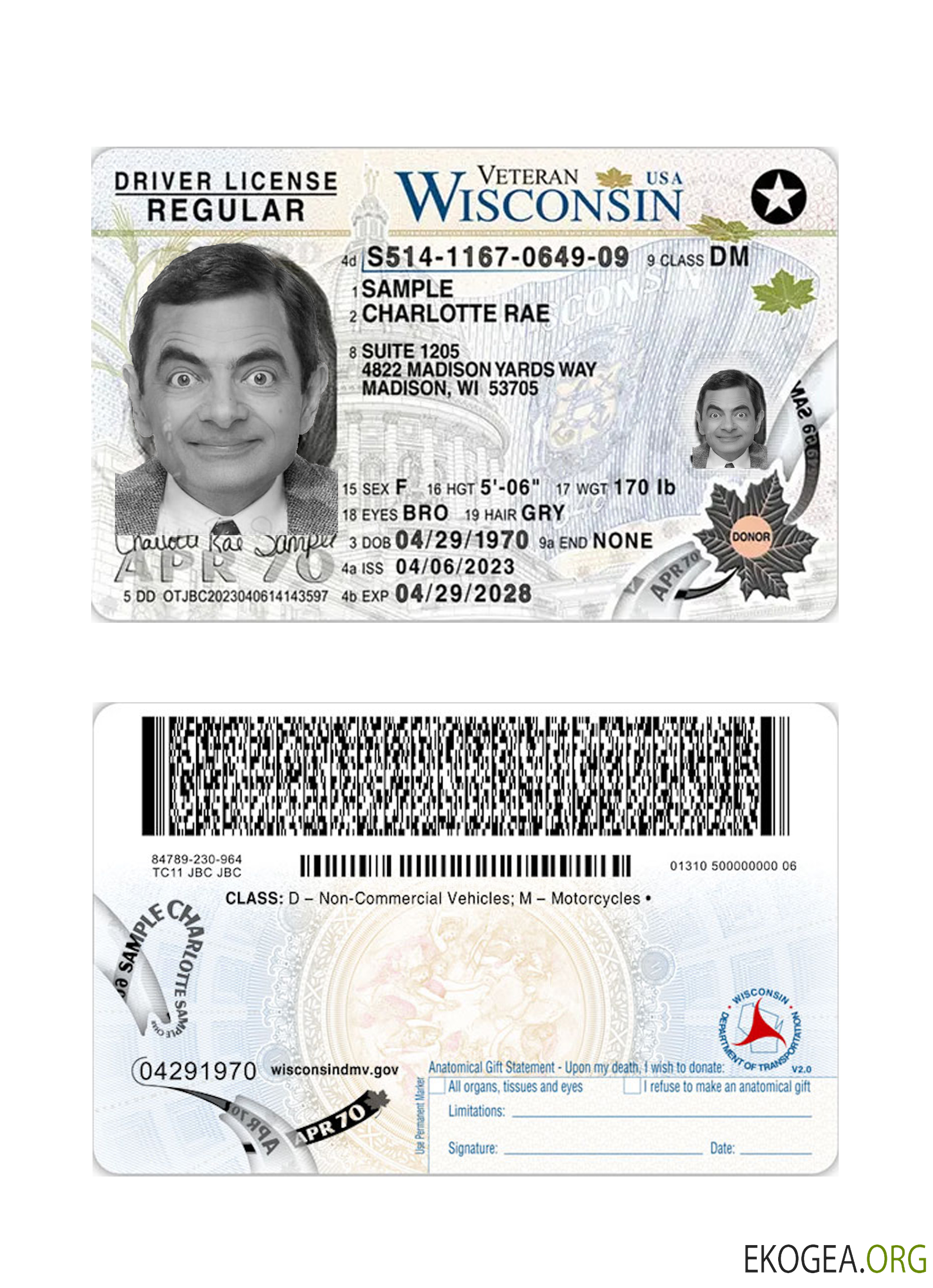USA Wisconsin driving license 2023 present